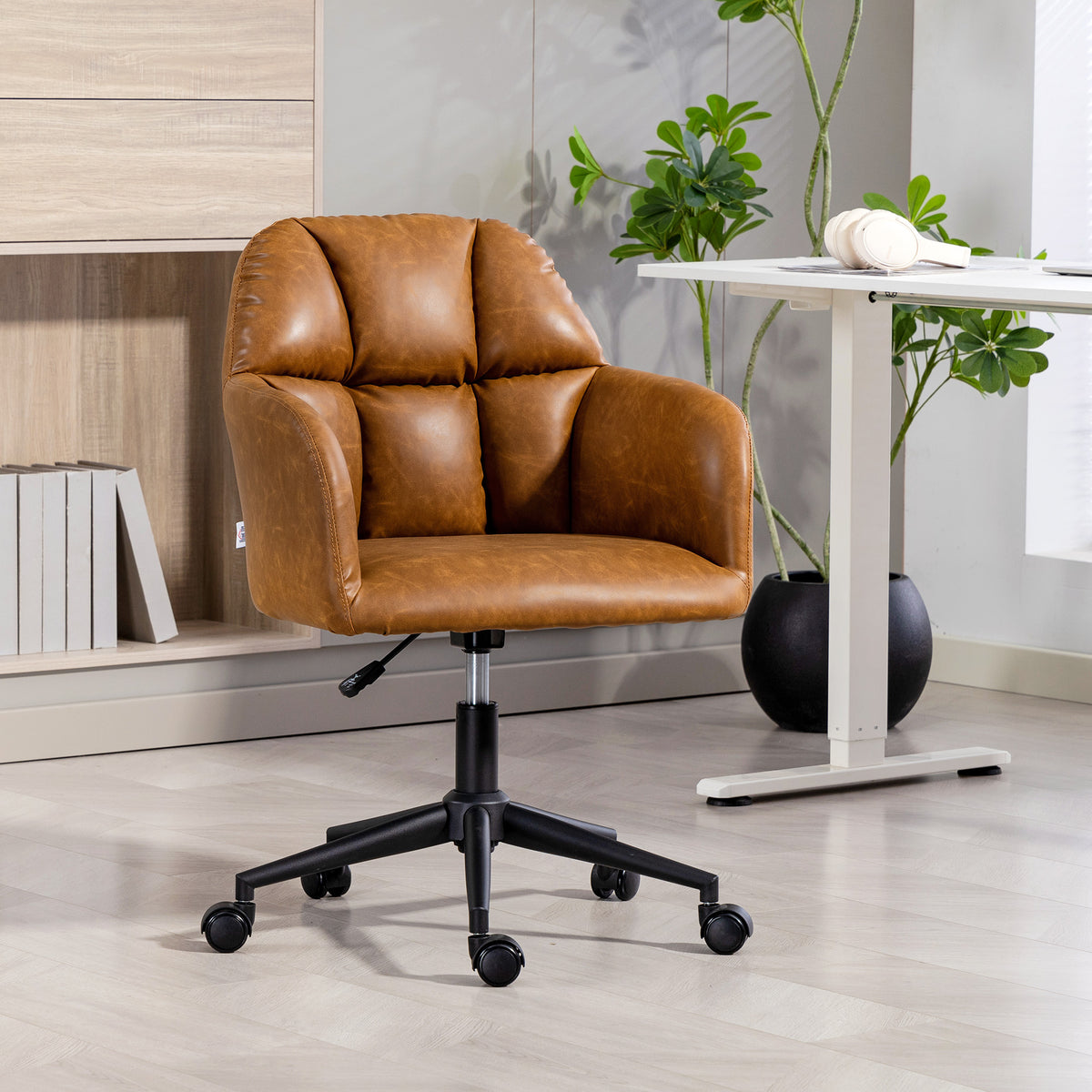 Swivel Office Chair Faux Leather Adjustable Height