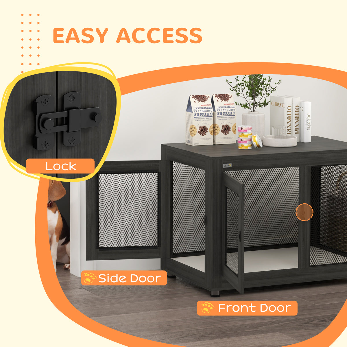 Dog Crate End Table Water-Resistant Cushion