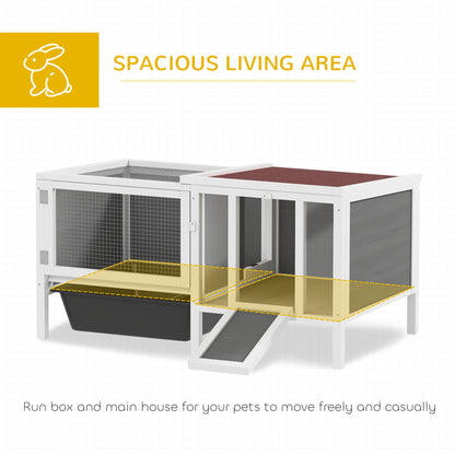 Rabbit hutch wooden dual-zone weatherproof roof