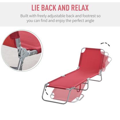 Folding Outdoor Lounge Chair with Adjustable Backrest