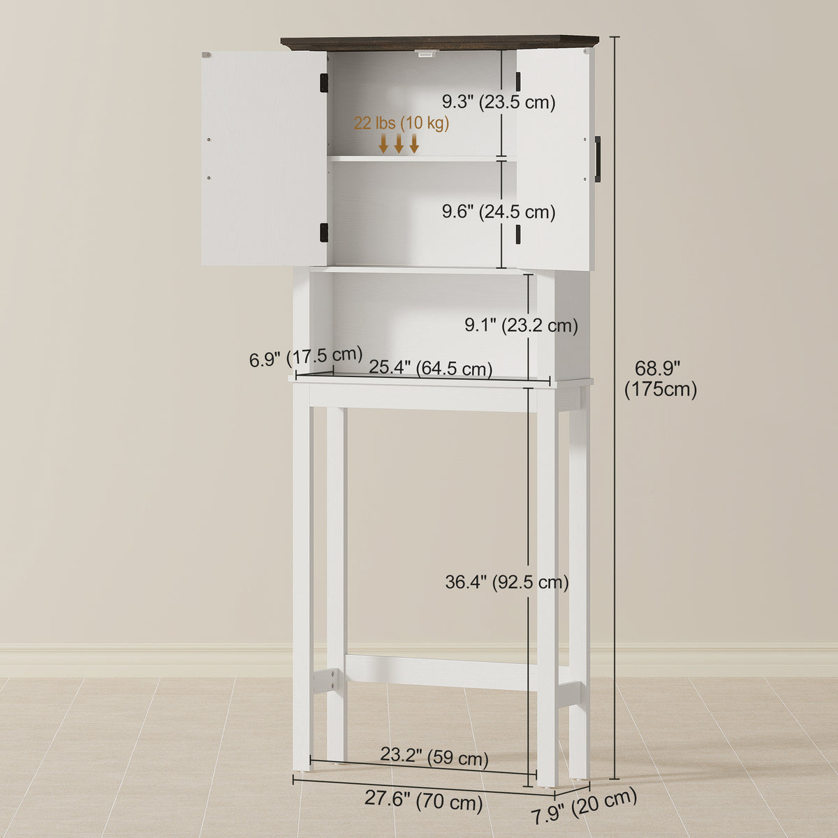 Over-the-toilet storage cabinet in engineered wood