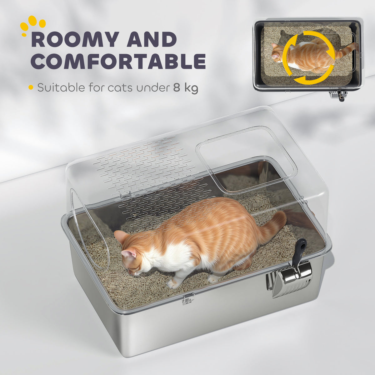 Enclosed Stainless Steel Cat Litter Box