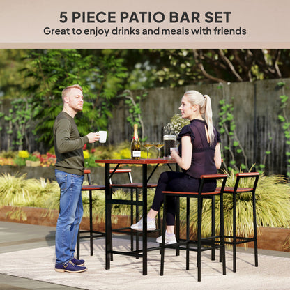 Patio bistro set 5 piece bar height table stools