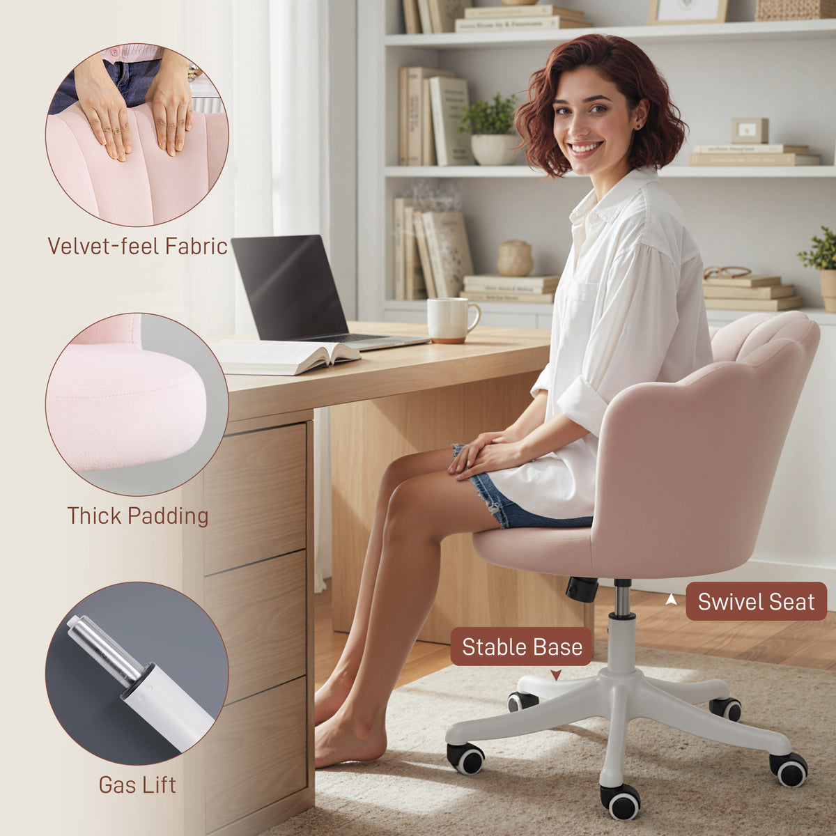 Office chair armless swivel adjustable height desk chair