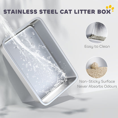 Stainless Steel High Sided Cat Litter Box