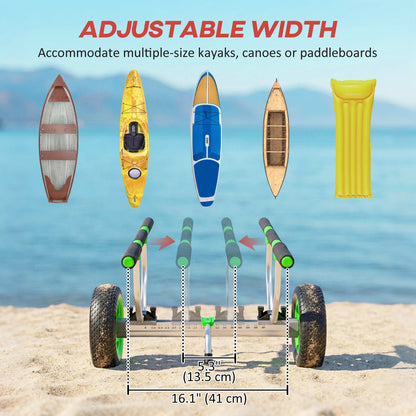 Adjustable Width Aluminum Kayak Cart Dolly