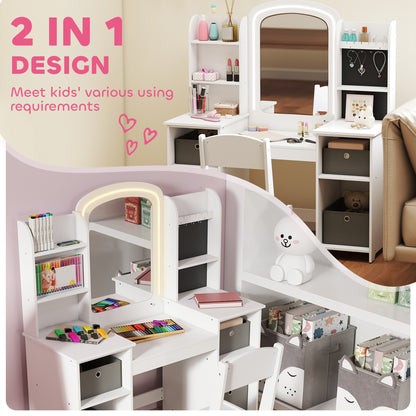 Kids Vanity Table and Chair Set — Set of 2