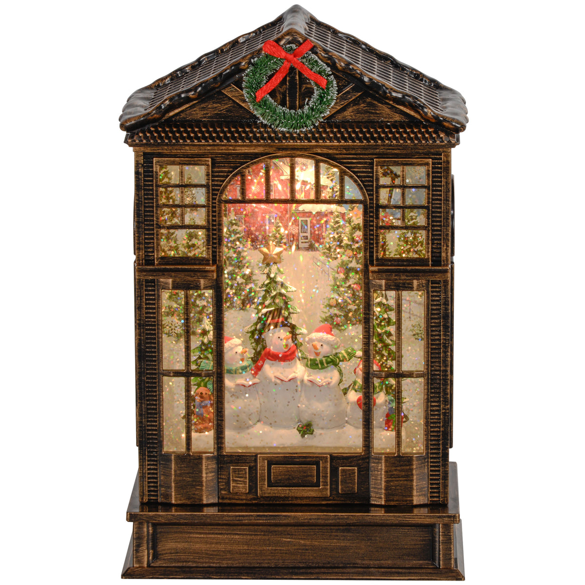 Musical Christmas snow globe lantern with lights