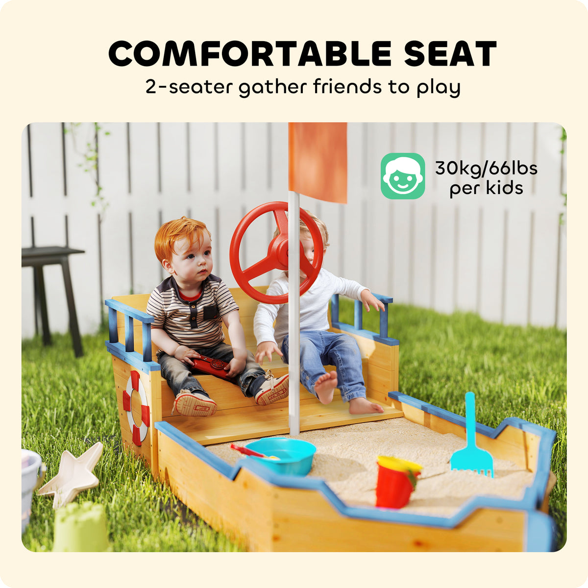 Kids wooden pirate ship sandboat sandbox