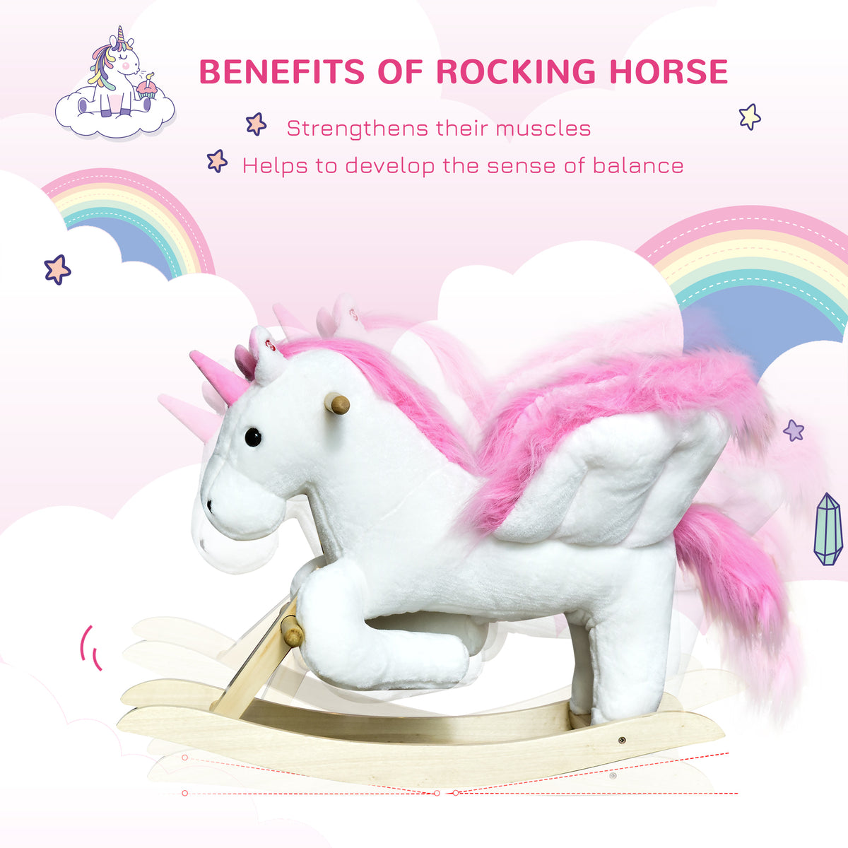 Baby rocking horse plush animal with sounds