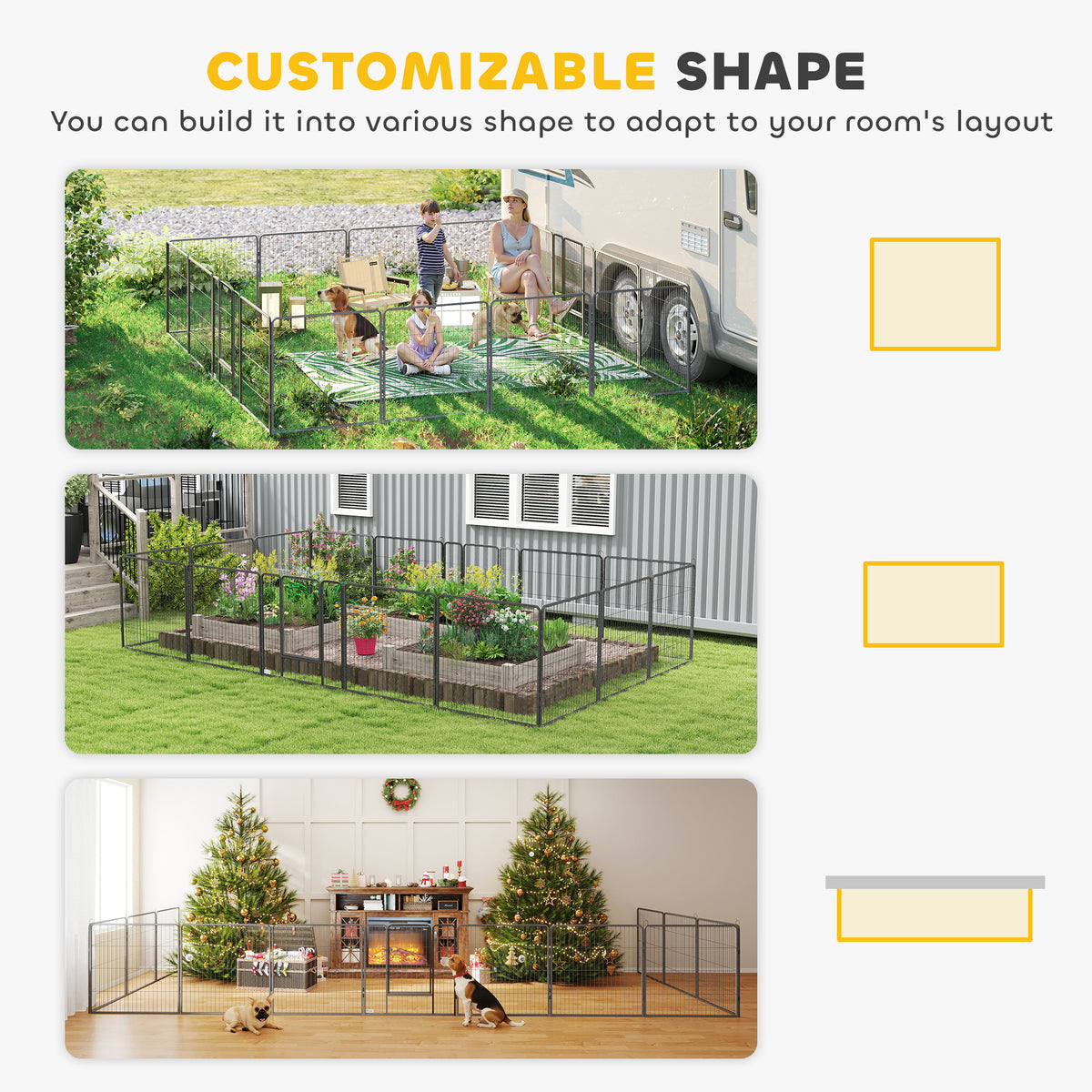 Heavy-duty modular steel dog playpen