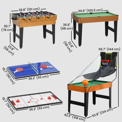 Mesa multijuegos 5 en 1 con futbolín, billar, hockey