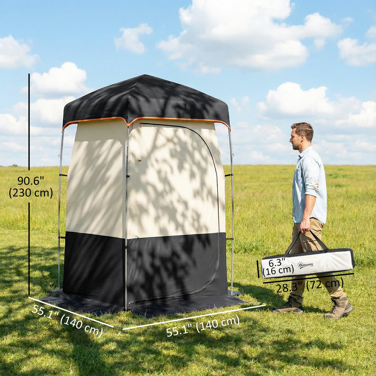 Tienda de ducha para camping con bolsa solar portátil