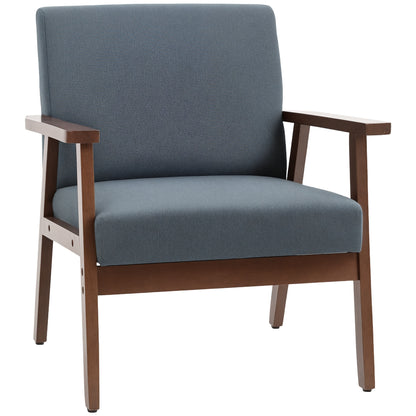 Sillón auxiliar acolchado con reposabrazos de madera