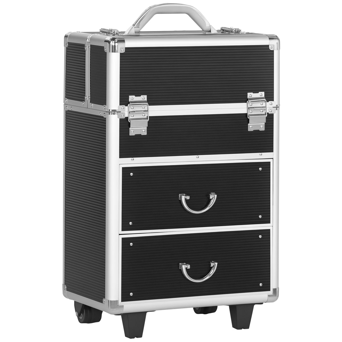 Maletín de maquillaje profesional con ruedas de aluminio