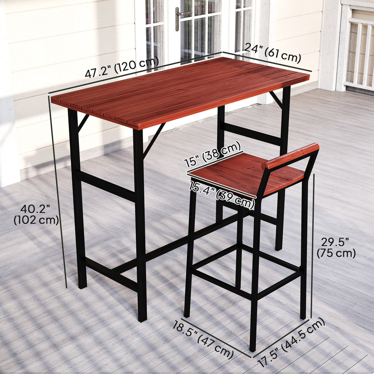 Patio bistro set 5 piece bar height table stools