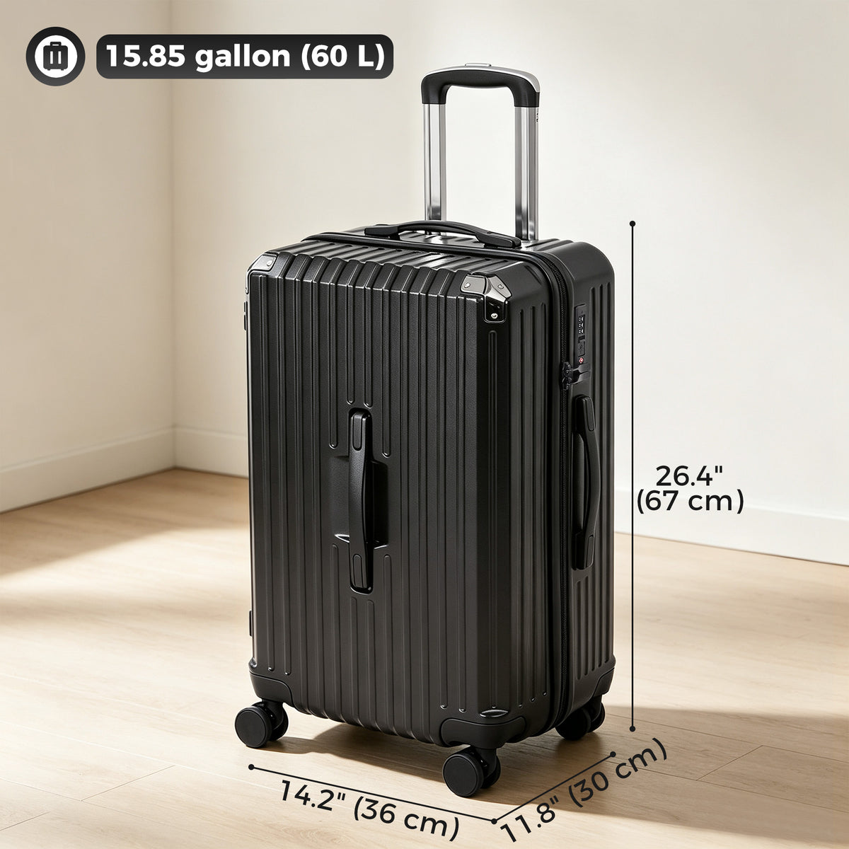 Maleta rígida 61 cm protección de esquinas cerradura TSA