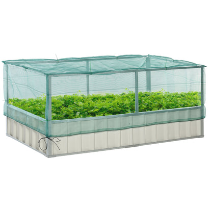 174x90x70cm Steel Raised Garden Bed with Cover Grey
