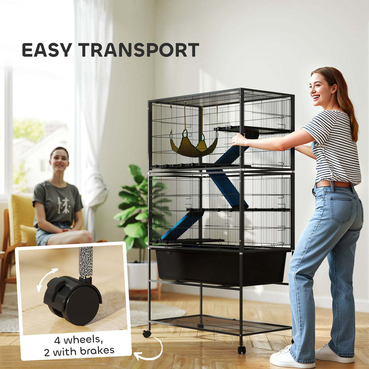 Small animal cage on wheels 150.5 cm
