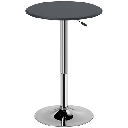 Round Bar Table Adjustable Height Faux Leather Top