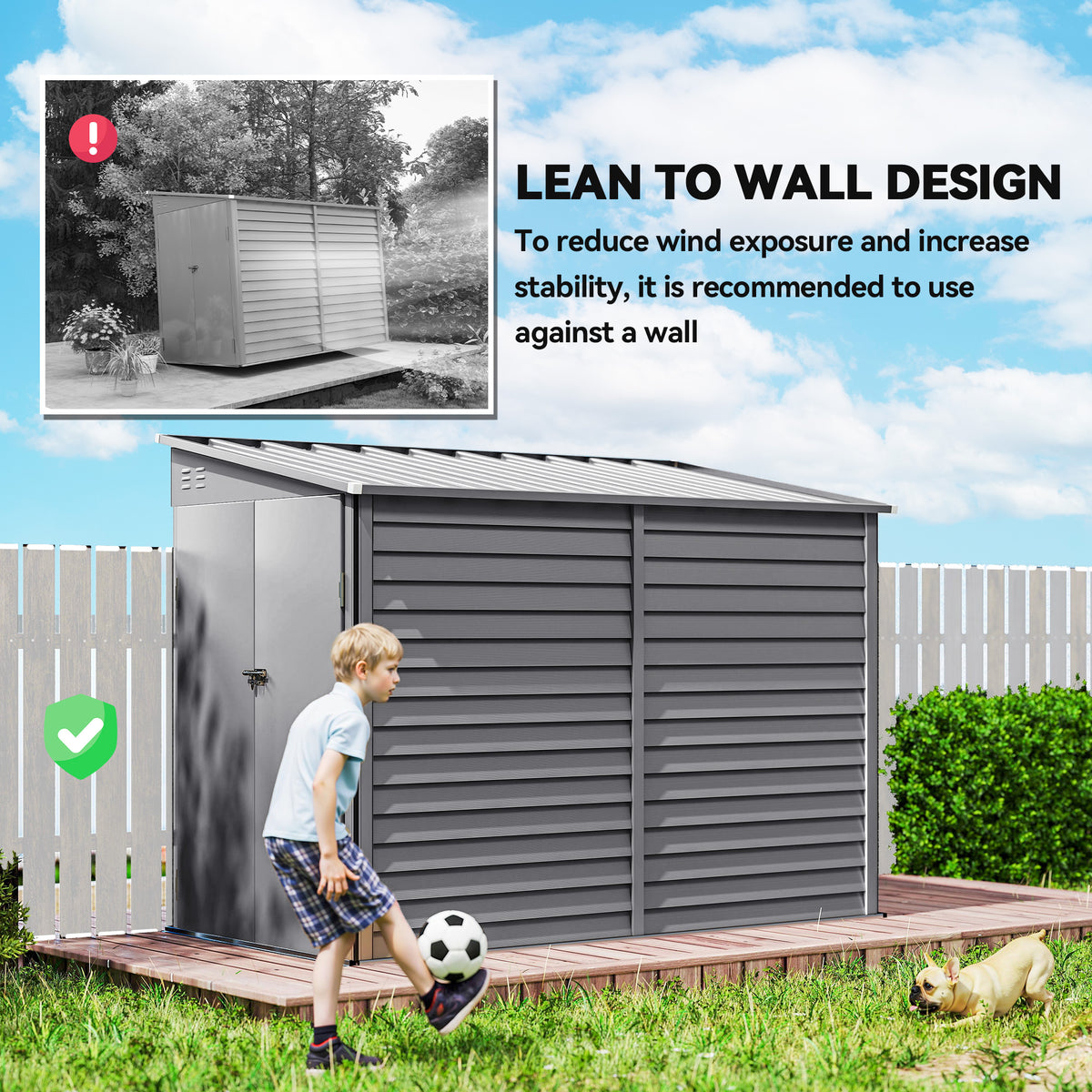 Galvanized Steel Storage Shed 4.6 x 9 ft