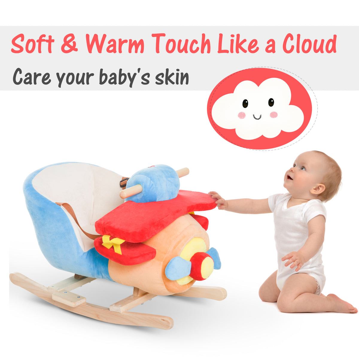 Plush airplane rocking horse