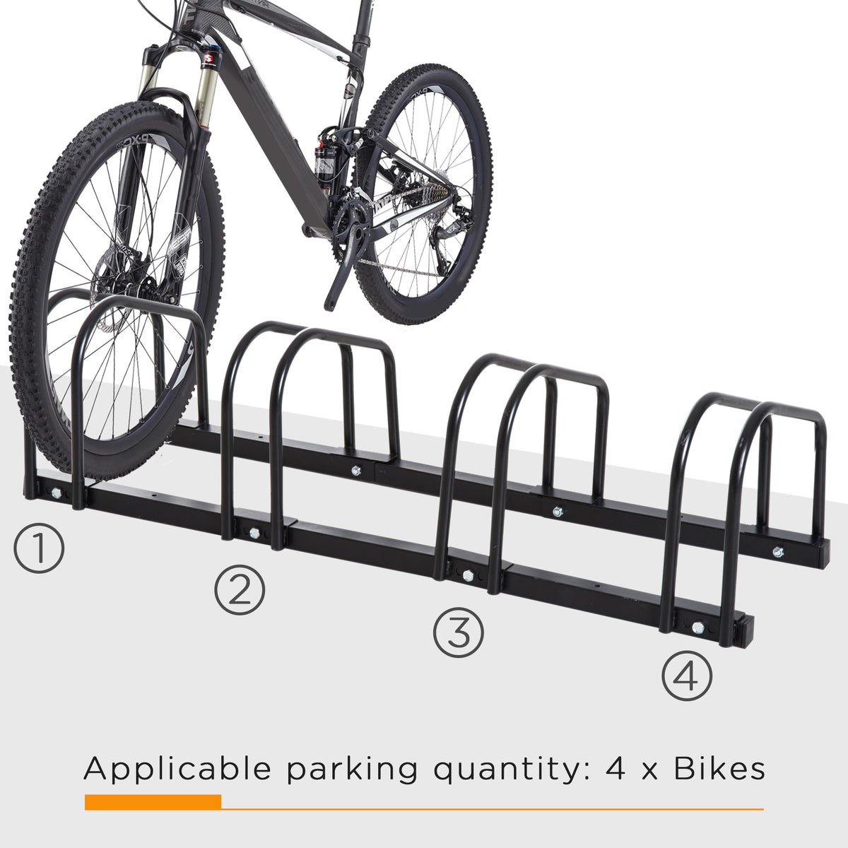 Steel Floor Bike Rack for 4 Bicycles