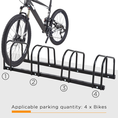 Steel Floor Bike Rack for 4 Bicycles