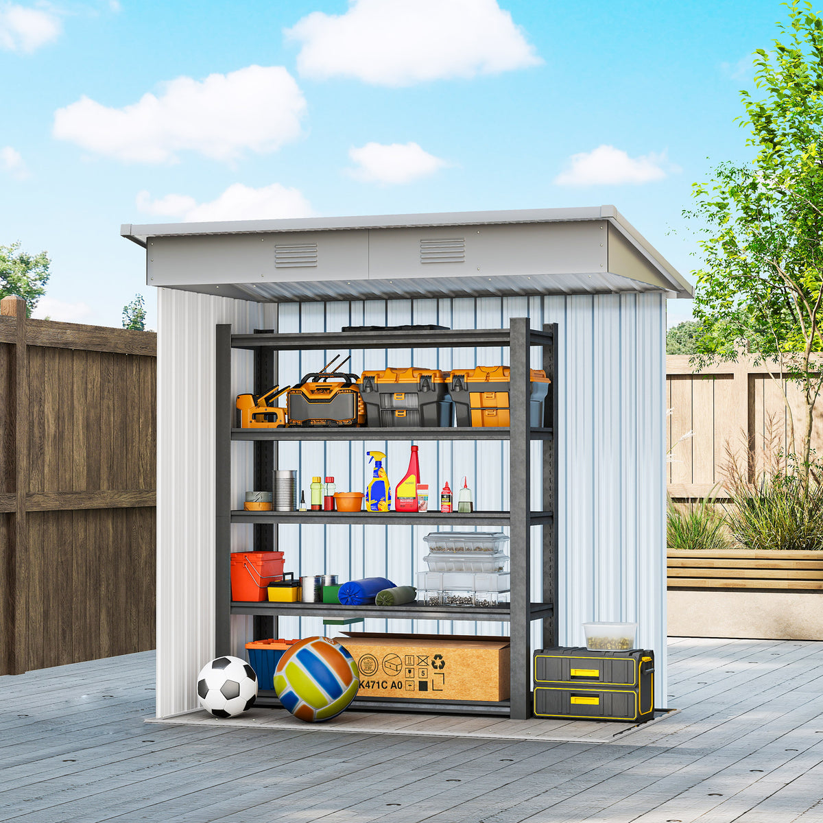 Galvanized Steel Outdoor Storage Shed with Sliding Doors