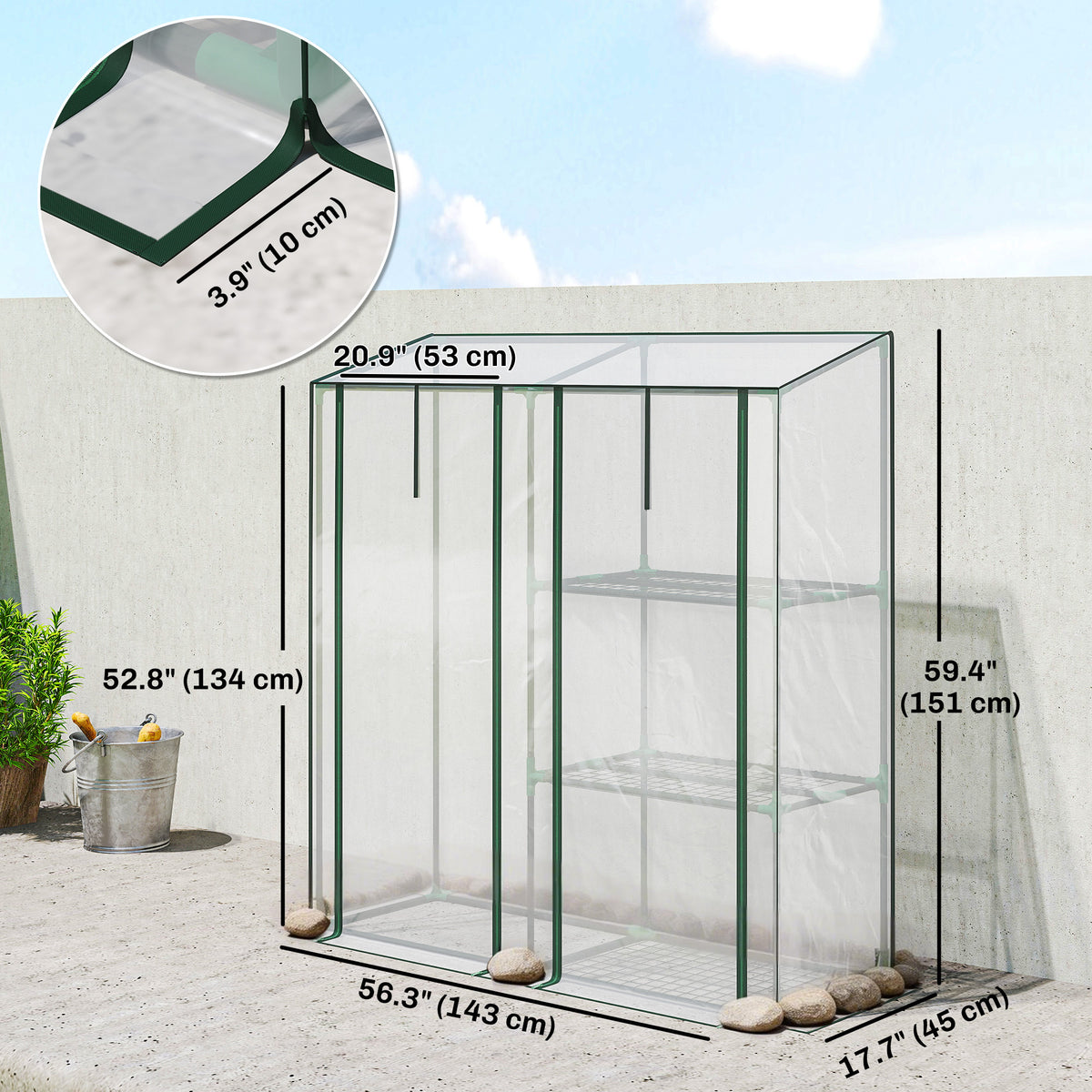 Mini invernadero portátil de 3 niveles con 2 puertas enrollables