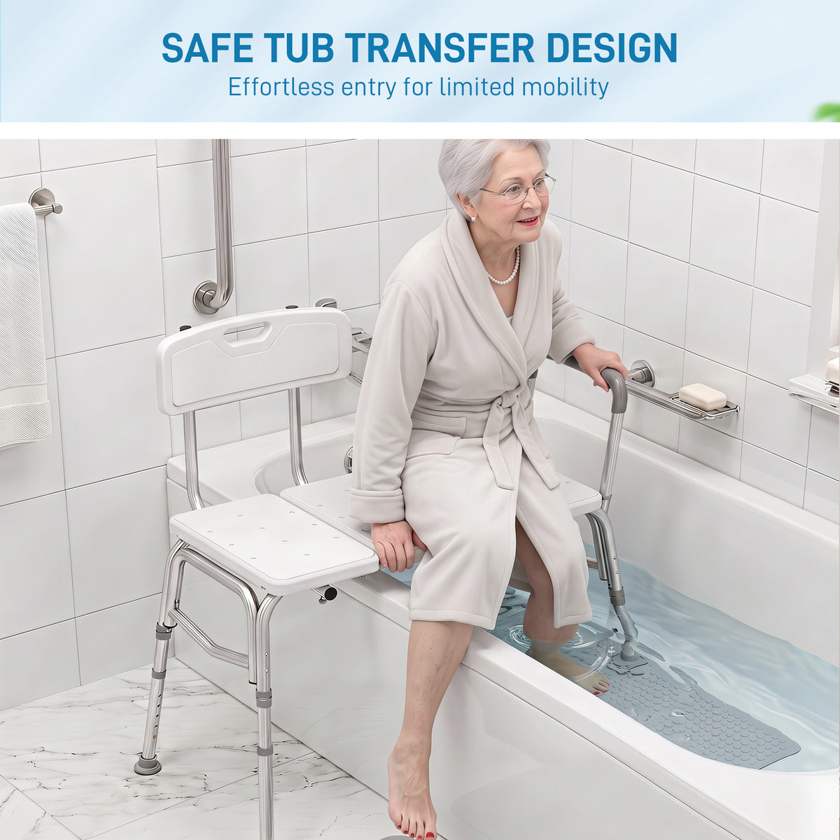 Tub Transfer Bench with Back and Arms