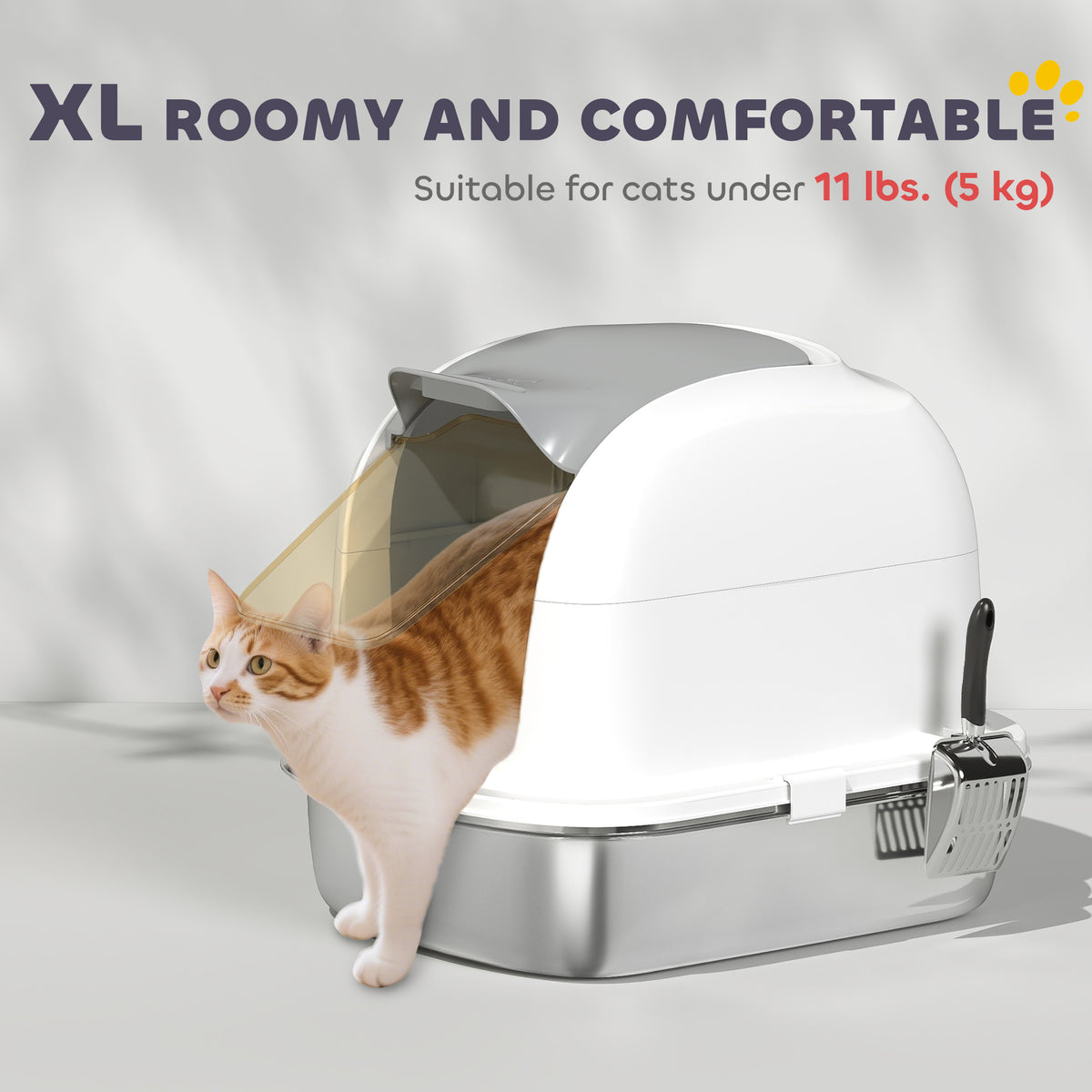Enclosed Stainless Steel Cat Litter Box with Lid