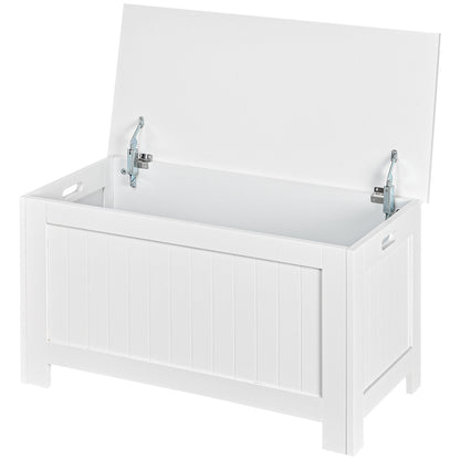 Storage trunk with lid and safety hinges