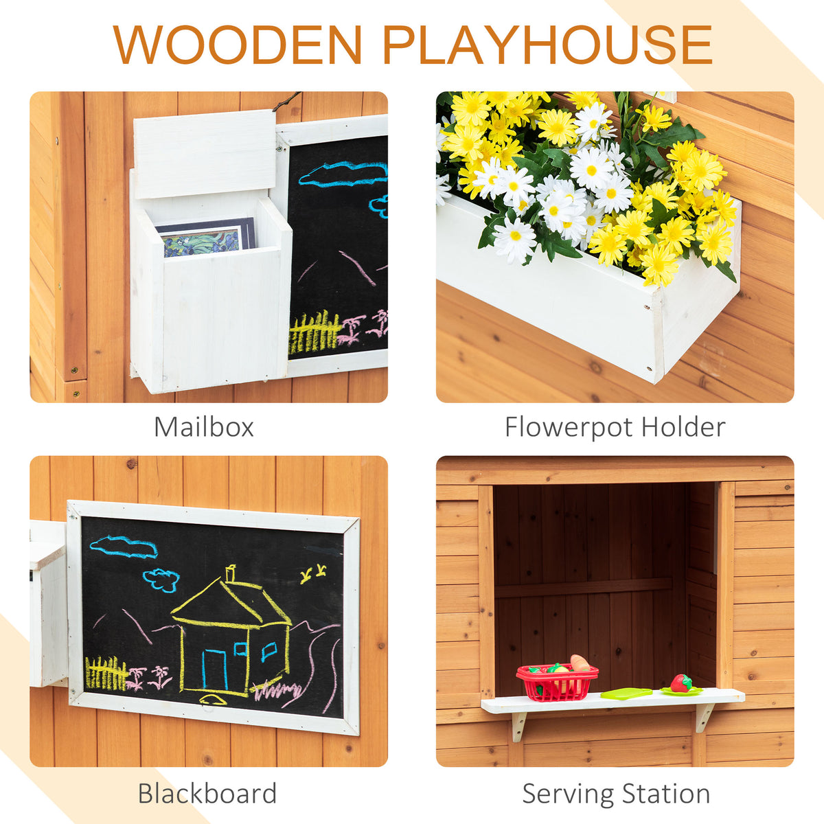 ਬੱਚਿਆਂ ਲਈ ਲੱਕੜ ਦਾ ਬਾਹਰਲਾ ਖੇਡ ਘਰ