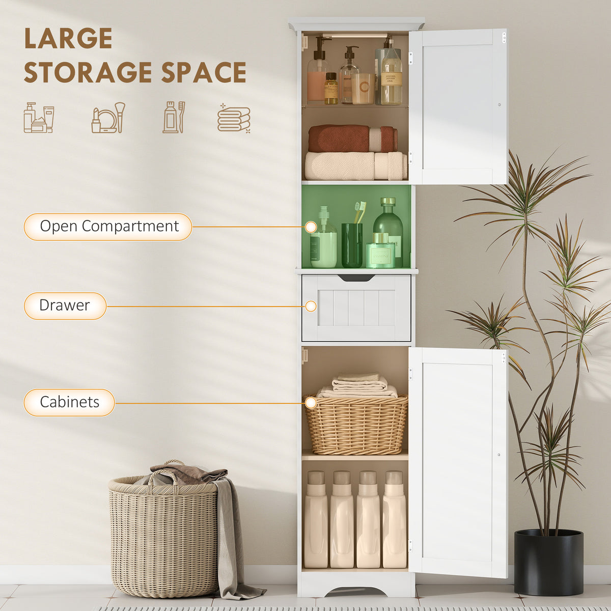170 cm Tall Bathroom Storage Cabinet