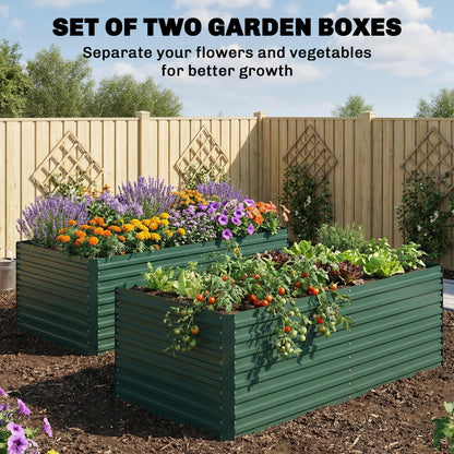 Raised Garden Bed Galvanized Steel 180 cm, Set of 2