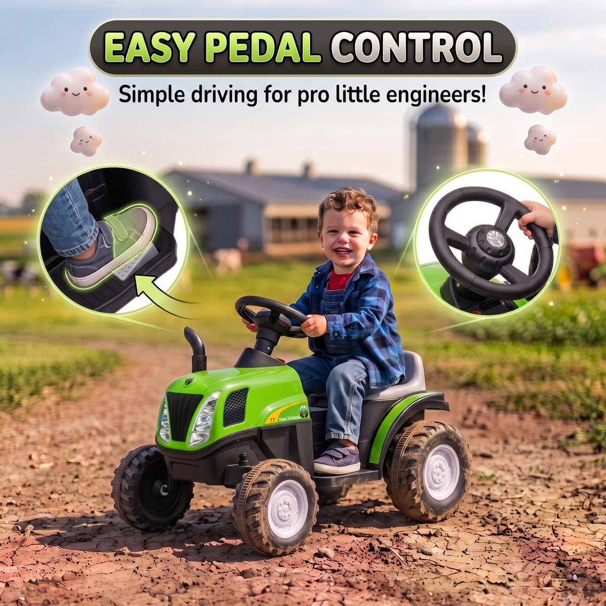 Kids Electric Ride On Tractor with Trailer