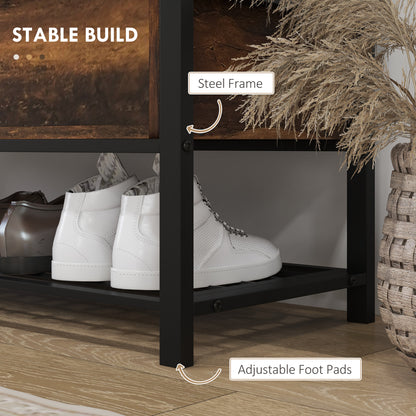 Upholstered Shoe Storage Bench with Flip-Top Hidden Compartment