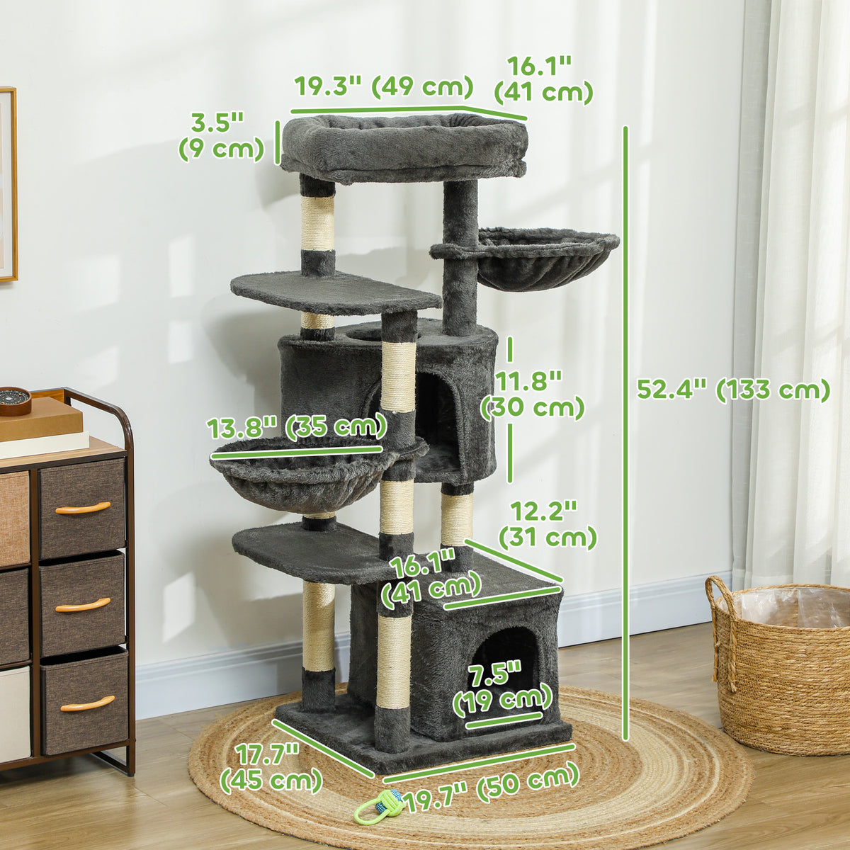 Árbol para gatos de varios niveles de 133 cm