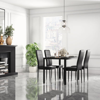 5-Piece Dining Set Tempered Glass Top Metal Frame