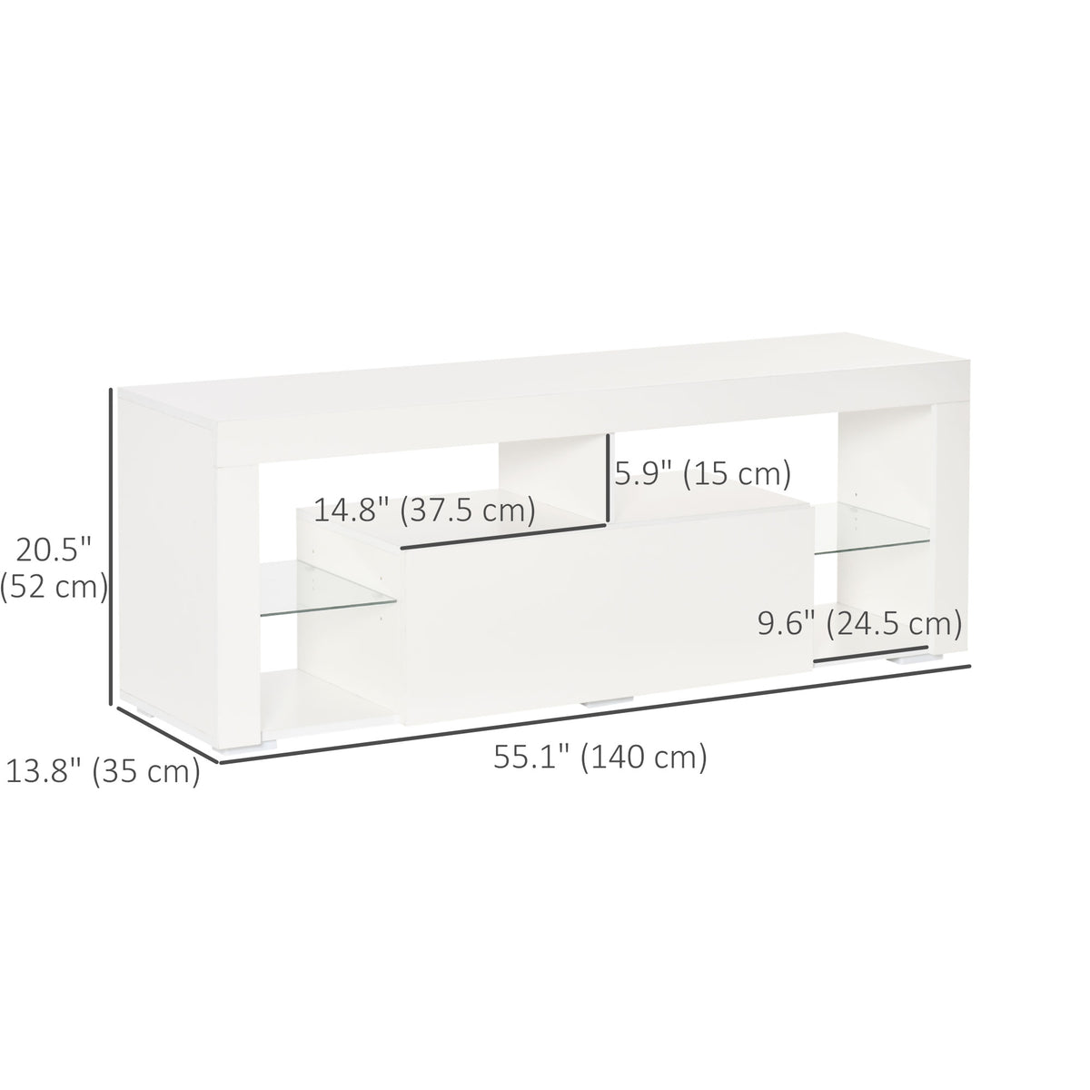 TV Stand with LED and Drawer — 140 cm