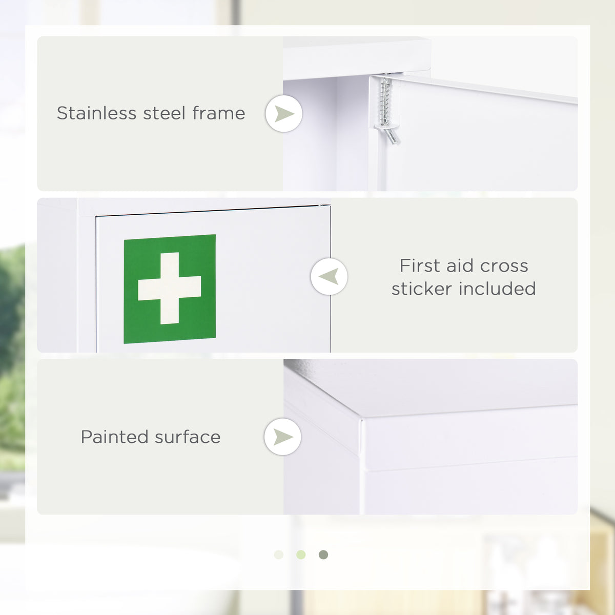 Lockable wall-mounted steel medicine cabinet