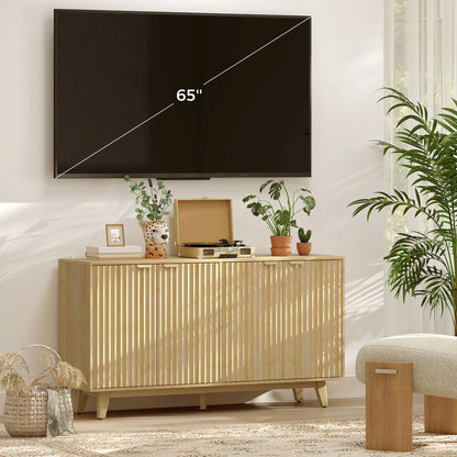 Fluted Sideboard Buffet Cabinet 140 x 40 x 76 cm