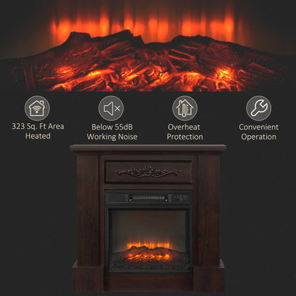 Electric Fireplace with Mantel Freestanding Heater 1400W