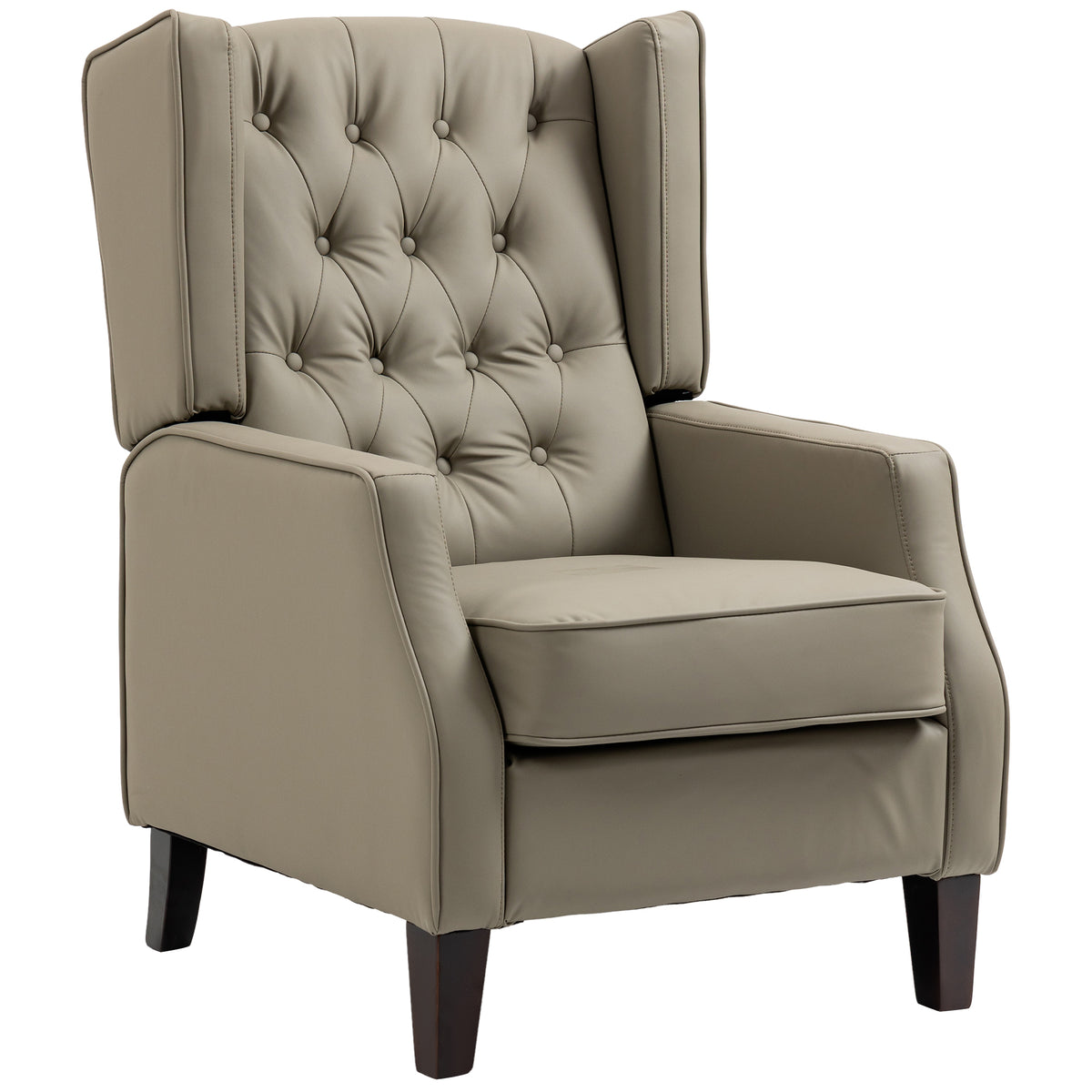Sillón auxiliar de cuero sintético con relleno grueso — caqui