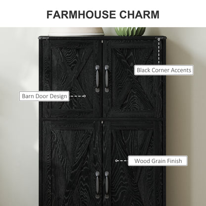 Freestanding Farmhouse Kitchen Pantry Cabinet with Barn Doors