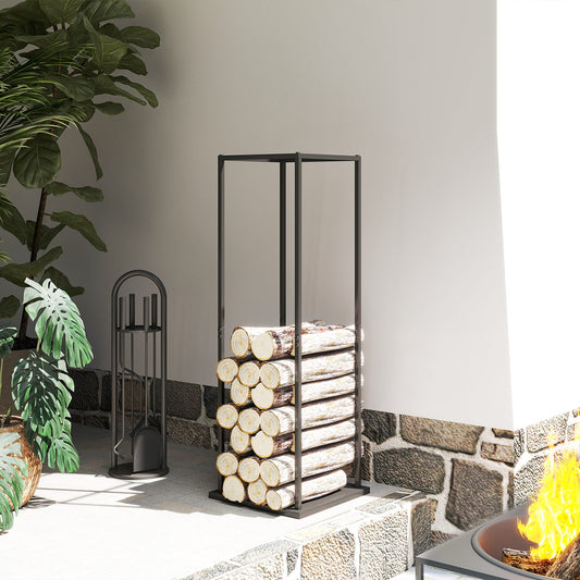 Heavy-duty vertical outdoor firewood log rack