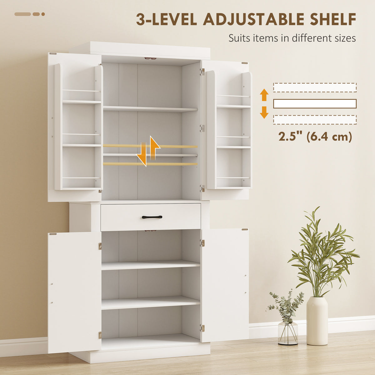 Armario despensa de cocina de 182 cm — Puertas de granero estilo rústico