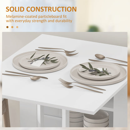 Folding Dining Table with Storage and Drop Leaves