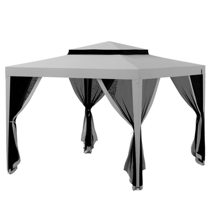 Toldo de jardín de 3x3 m con doble techo y mosquitera